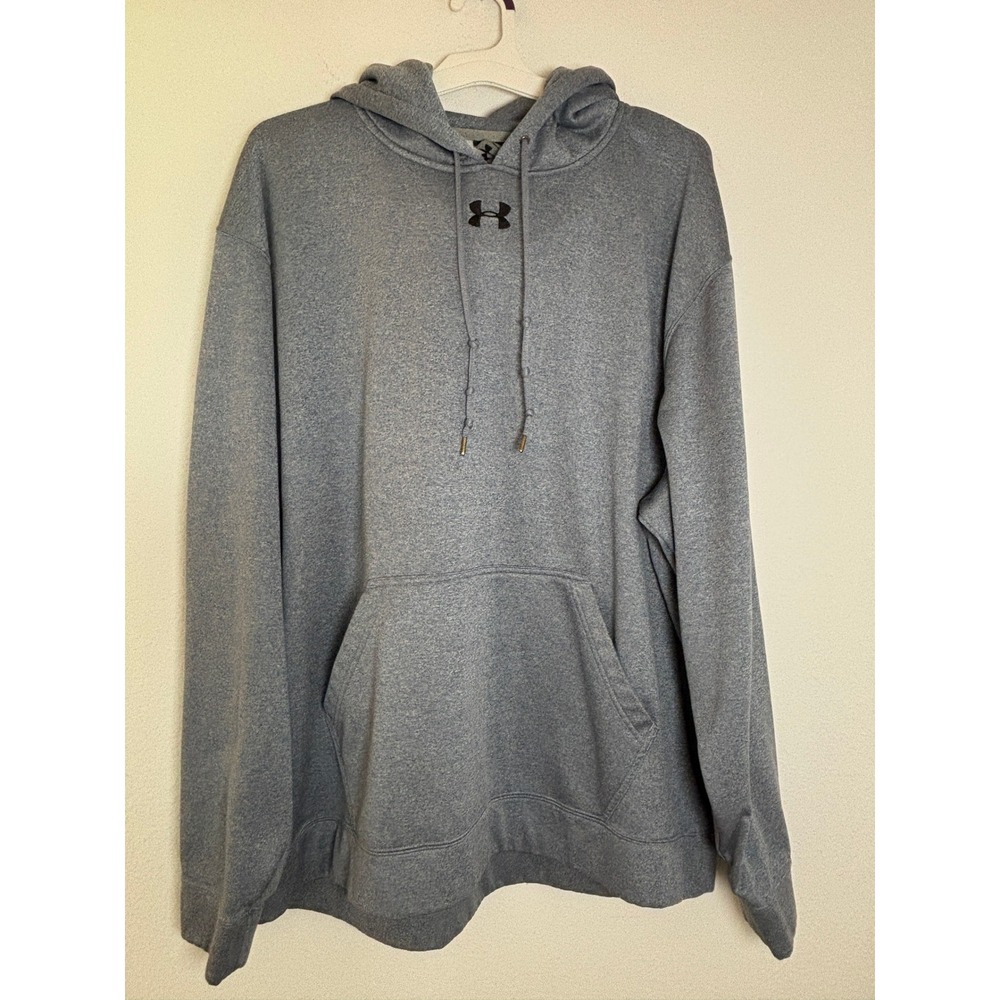 Under Armour Mens XXL Heather Grey Pullover Hoodie Fleece Sweatshirt Logo